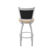 870 Hadleigh Swivel Stool with Anodized Nickel Finish and Natural Maple Seat and Black Vinyl Back, AGS-87025ANNatMpl