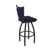 870 Hadleigh Swivel Stool with Black Wrinkle Finish and Canter Twilight Seat and Back, AGS-87025BW002