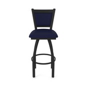870 Hadleigh Swivel Stool with Black Wrinkle Finish and Canter Twilight Seat and Back, AGS-87025BW002