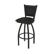 870 Hadleigh Swivel Stool with Black Wrinkle Finish and Canter Espresso Seat and Back, AGS-87025BW003