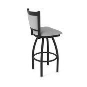 870 Hadleigh Swivel Stool with Black Wrinkle Finish and Canter Folkstone Grey Seat and Back, AGS-87025BW007