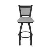 870 Hadleigh Swivel Stool with Black Wrinkle Finish and Canter Folkstone Grey Seat and Back, AGS-87025BW007
