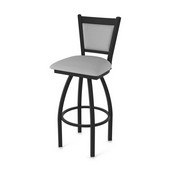 870 Hadleigh Swivel Stool with Black Wrinkle Finish and Canter Folkstone Grey Seat and Back, AGS-87025BW007