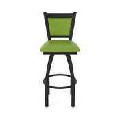 870 Hadleigh Swivel Stool with Black Wrinkle Finish and Canter Kiwi Green Seat and Back, AGS-87025BW009