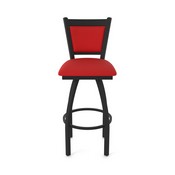 870 Hadleigh Swivel Stool with Black Wrinkle Finish and Canter Red Seat and Back, AGS-87025BW011