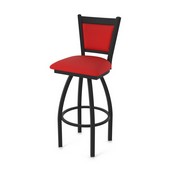 870 Hadleigh Swivel Stool with Black Wrinkle Finish and Canter Red Seat and Back, AGS-87025BW011