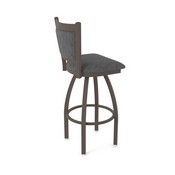 870 Hadleigh Swivel Stool with Bronze Finish and Graph Coal Seat and Back, AGS-87025BZ018