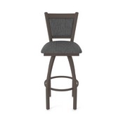 870 Hadleigh Swivel Stool with Bronze Finish and Graph Coal Seat and Back, AGS-87025BZ018