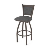870 Hadleigh Swivel Stool with Bronze Finish and Graph Coal Seat and Back, AGS-87025BZ018