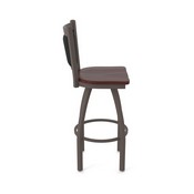 870 Hadleigh Swivel Stool with Bronze Finish and Dark Cherry Oak Seat and Black Vinyl Back, AGS-87025BZDCOak