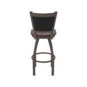 870 Hadleigh Swivel Stool with Bronze Finish and Dark Cherry Oak Seat and Black Vinyl Back, AGS-87025BZDCOak