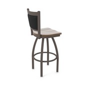 870 Hadleigh Swivel Stool with Bronze Finish and Dark Maple Seat and Black Vinyl Back, AGS-87025BZDkMpl