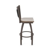 870 Hadleigh Swivel Stool with Bronze Finish and Dark Maple Seat and Black Vinyl Back, AGS-87025BZDkMpl