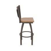 870 Hadleigh Swivel Stool with Bronze Finish and Medium Maple Seat and Black Vinyl Back, AGS-87025BZMedMpl