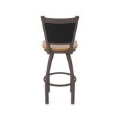 870 Hadleigh Swivel Stool with Bronze Finish and Medium Maple Seat and Black Vinyl Back, AGS-87025BZMedMpl