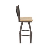 870 Hadleigh Swivel Stool with Bronze Finish and Natural Oak Seat and Black Vinyl Back, AGS-87025BZNatOak