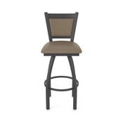 870 Hadleigh Swivel Stool with Pewter Finish and Canter Earth Seat and Back, AGS-87025PW006