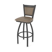870 Hadleigh Swivel Stool with Pewter Finish and Canter Earth Seat and Back, AGS-87025PW006