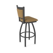 870 Hadleigh Swivel Stool with Pewter Finish and Canter Saddle Seat and Back, AGS-87025PW012