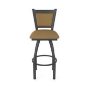 870 Hadleigh Swivel Stool with Pewter Finish and Canter Saddle Seat and Back, AGS-87025PW012