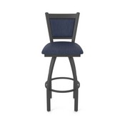 870 Hadleigh Swivel Stool with Pewter Finish and Graph Anchor Seat and Back, AGS-87025PW014