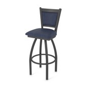 870 Hadleigh Swivel Stool with Pewter Finish and Graph Anchor Seat and Back, AGS-87025PW014