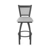 870 Hadleigh Swivel Stool with Pewter Finish and Graph Alpine Seat and Back, AGS-87025PW020