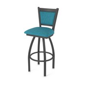 870 Hadleigh Swivel Stool with Pewter Finish and Graph Tidal Seat and Back, AGS-87025PW022