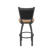 870 Hadleigh Swivel Stool with Pewter Finish and Medium Oak Seat and Black Vinyl Back, AGS-87025PWMedOak