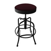 910 Industrial-Adjustable Stool with Black Wrinkle Finish and Canter Bordeaux Seat, 910BW005