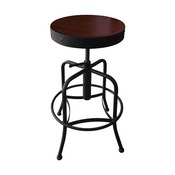 910 Industrial-Adjustable Stool with Black Wrinkle Finish and Dark Cherry Distressed Hardwood Seat, 910BWDC