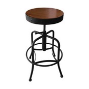 910 Industrial-Adjustable Stool with Black Wrinkle Finish and Medium Distressed Hardwood Seat, 910BWMed
