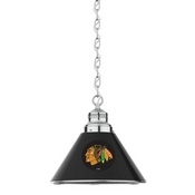 Chicago Blackhawks Pendant Light with Chrome Fixture by Holland Bar Stool, BL1CHChiHwk