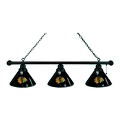 Chicago Blackhawks 3 Shade Billiard Light with Black Fixture by Holland Bar Stool, BL3BKChiHwk