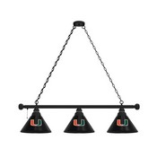 University of Miami (FL) 3 Shade Billiard Light with Fixture by Holland Bar Stool Company, AGS-BL3BKMia-FL