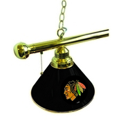 Chicago Blackhawks 3 Shade Billiard Light with Brass Fixture by Holland Bar Stool, BL3BRChiHwk