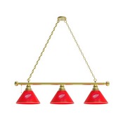 Detroit Red Wings 3 Shade Billiard Light with Fixture by Holland Bar Stool, AGS-BL3BKDetRed