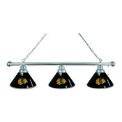 Chicago Blackhawks 3 Shade Billiard Light with Chrome Fixture by Holland Bar Stool, BL3CHChiHwk