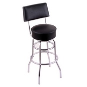 C7C4 Swivel Stool with Chrome Finish and a Black Vinyl Seat and Back