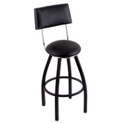 C8B4 Swivel Stool with Black Wrinkle Finish, Black Vinyl Seat and Back, and 360 swivel