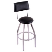 C8C4 Swivel Stool with Chrome Finish and a Black Vinyl Seat and Back