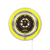 Boston Bruins Double Neon Ring, Logo Clock by Holland Bar Stool Company