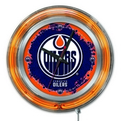 Edmonton Oilers Double Neon Ring, Logo Clock by Holland Bar Stool Company