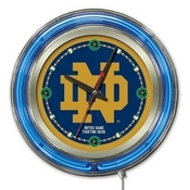 Notre Dame (ND) Double Neon Ring, Logo Clock by Holland Bar Stool Company, ClkND-ND