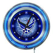United States Air Force Double Neon Wall Clock by Holland Bar Stool Co., AGS-Clk15-02AirFor