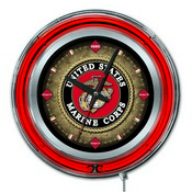 United States Marine Corps Double Neon Wall Clock by Holland Bar Stool Co., AGS-Clk15-02Marine