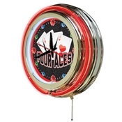 4 Aces Double Neon Ring, Logo Clock by Holland Bar Stool Company, Clk4Aces