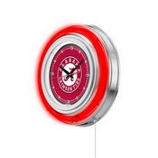 Alabama Double Neon Ring, Logo Clock by Holland Bar Stool Company (Script "A") Logo, ClkAL-A