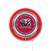 Alabama Double Neon Ring, Logo Clock by Holland Bar Stool Company, ClkAL-Ele