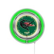 UAB Double Neon Ring, Logo Clock by Holland Bar Stool Company, ClkAlaBir
